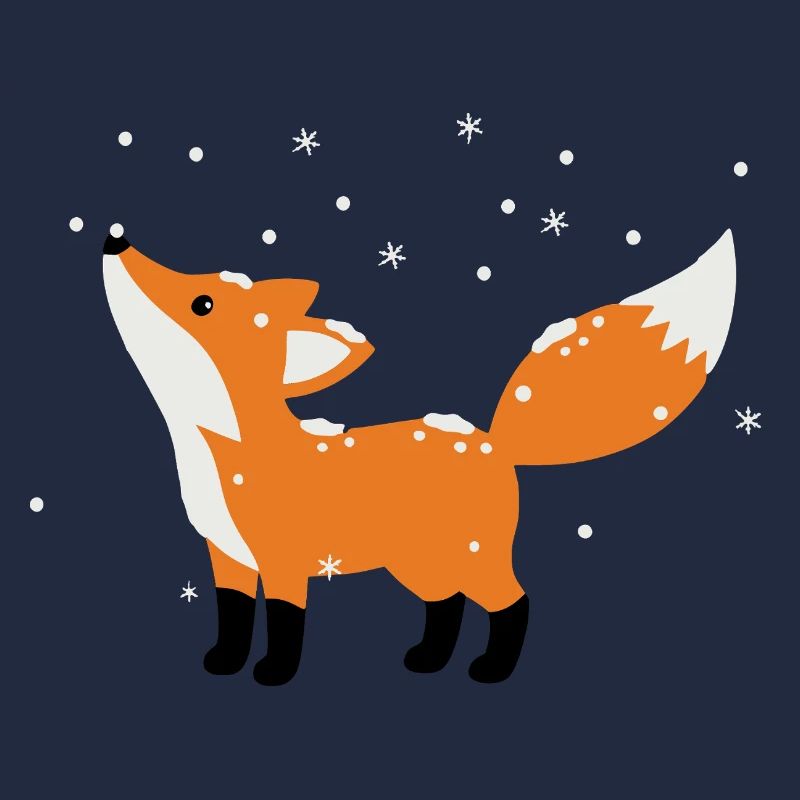Cute fox in winter minimalist style