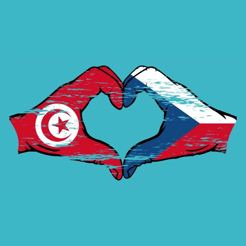 Tunisie Drapeau tchèque forme de coeur utilisé