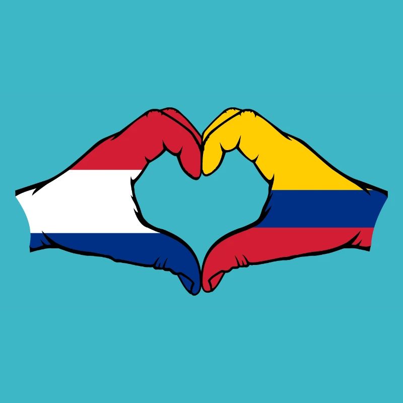 Holland Colombia Flag Hands Heart Shape