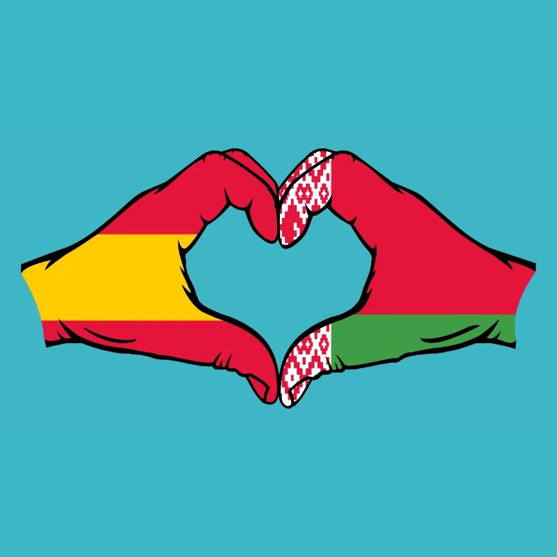 Spanien Belarus Flagge Hände Herzform