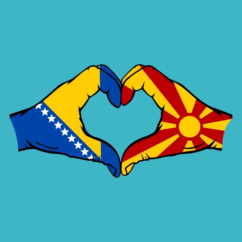 Bosnie Macédoine Drapeau Mains Coeur Forme