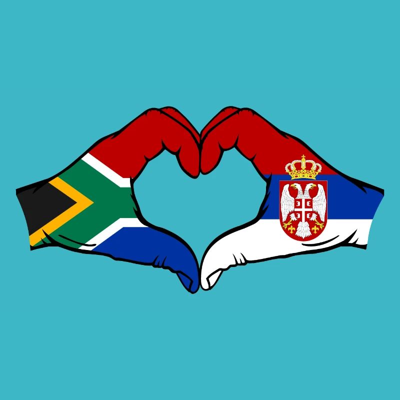 Afrique du Sud Serbie Drapeau Mains Coeur Forme