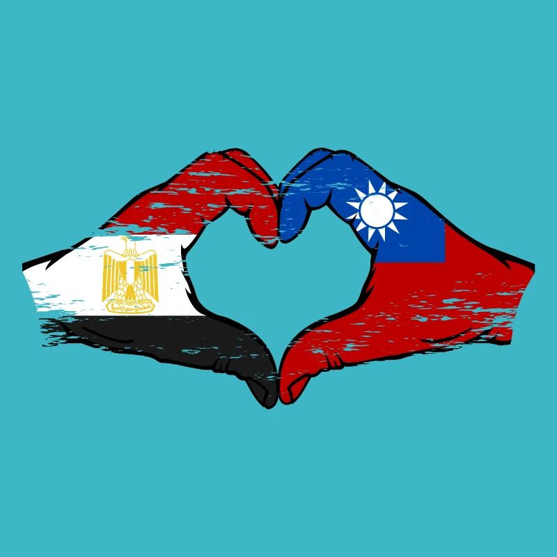 Égypte Taïwan drapeau mains forme de coeur utilisé