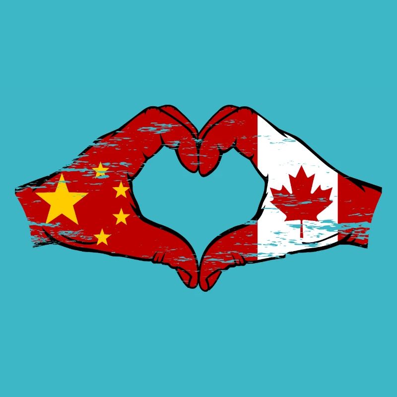 Chine Canada drapeau mains forme de coeur utilisé