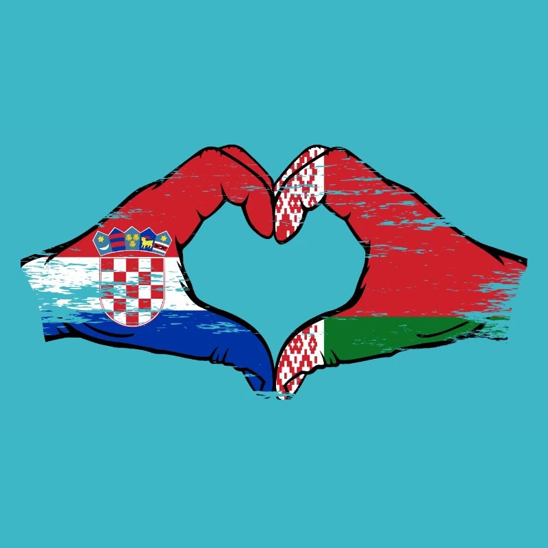 Croatie Biélorussie drapeau mains forme de coeur utilisé