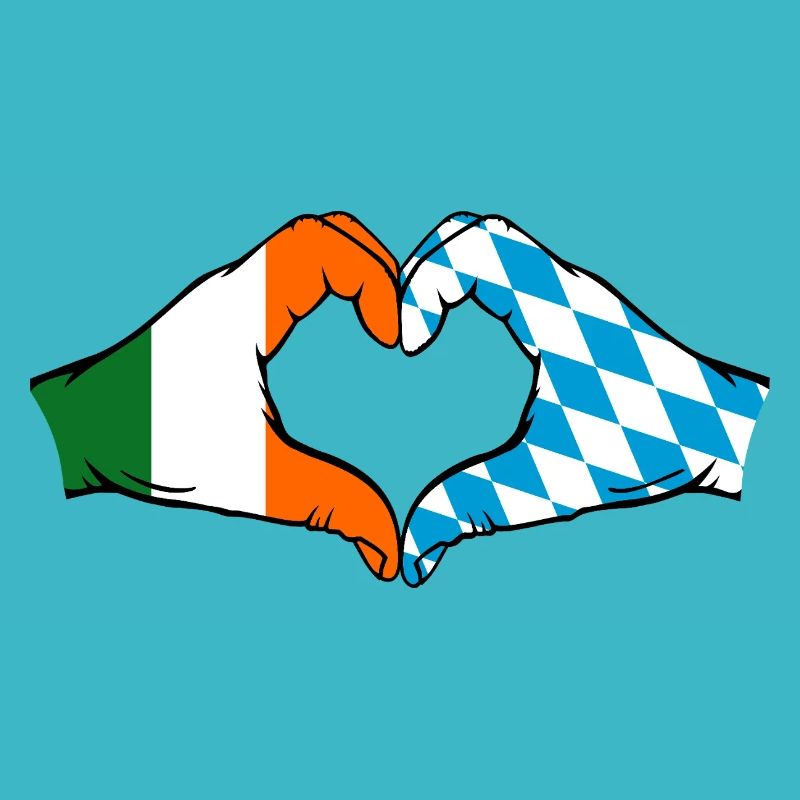 Ireland Bavaria Flag Hands Heart Shape
