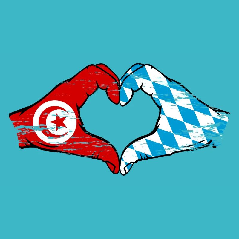 Tunisie Bavière drapeau mains forme coeur utilisé