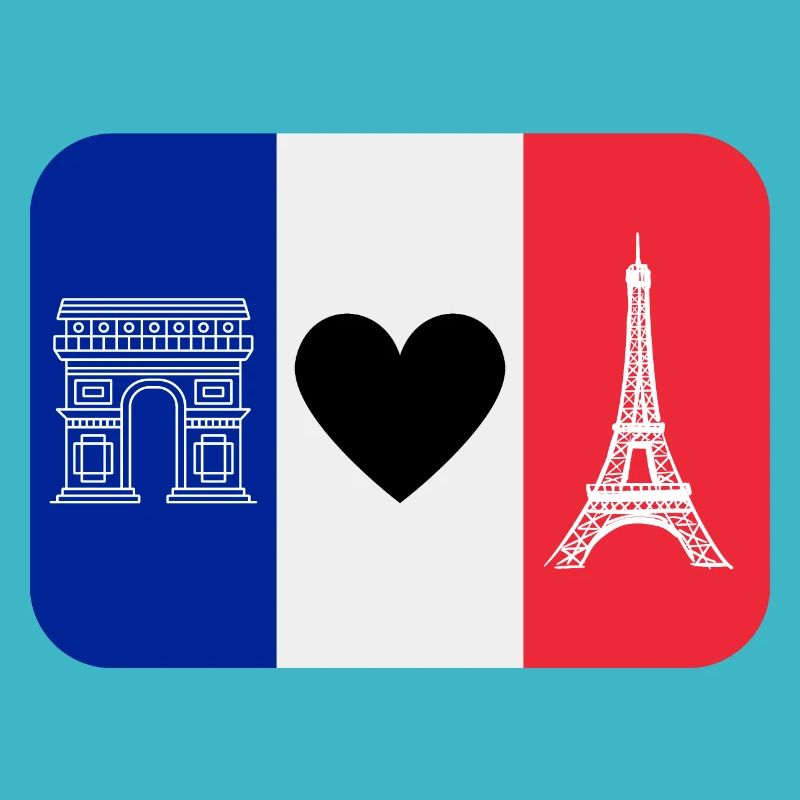 France monuments et drapeau bleu blanc rouge