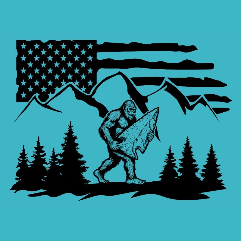 Bigfoot Arrowhead Flint Drapeau américain
