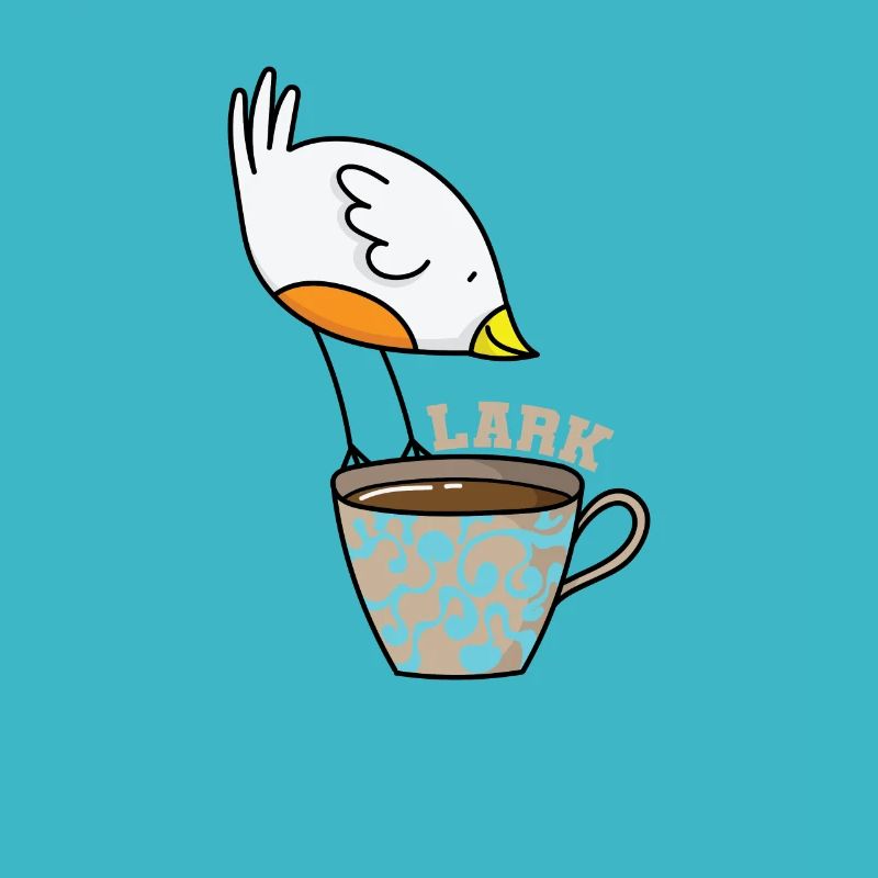 Lark sleep type early riser bird with coffee