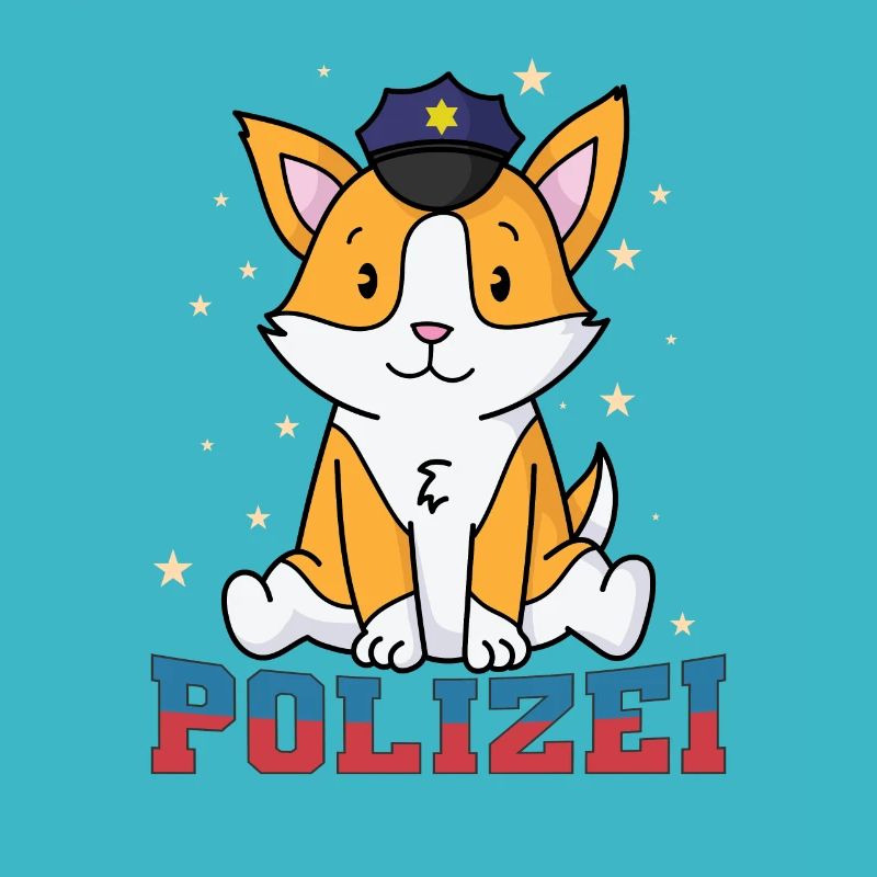 Polizei Fuchs mit Polizeimütze
