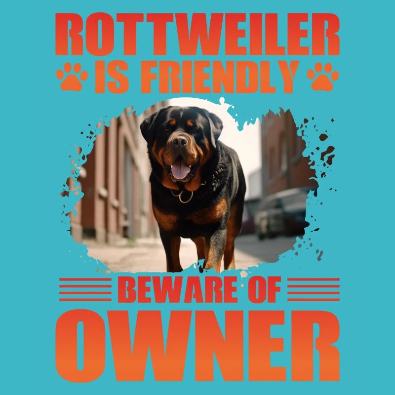 Rottweiler is friendly beware of owner