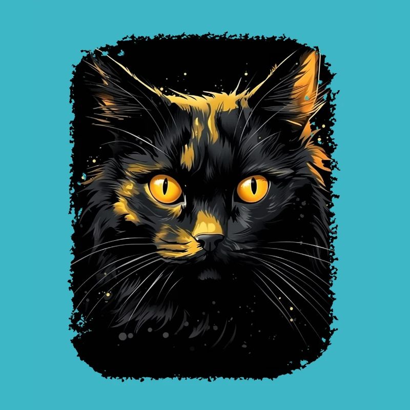 Schwarze Katze mit gelben Augen