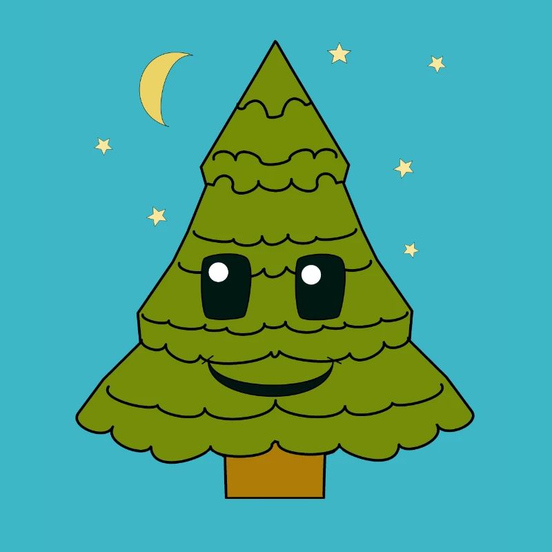 fir tree, fir tree, starry sky, moon, night, forest