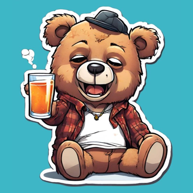 Lässiger Teddy mit Bier