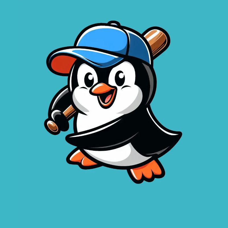 Pinguin Baseballspieler Action