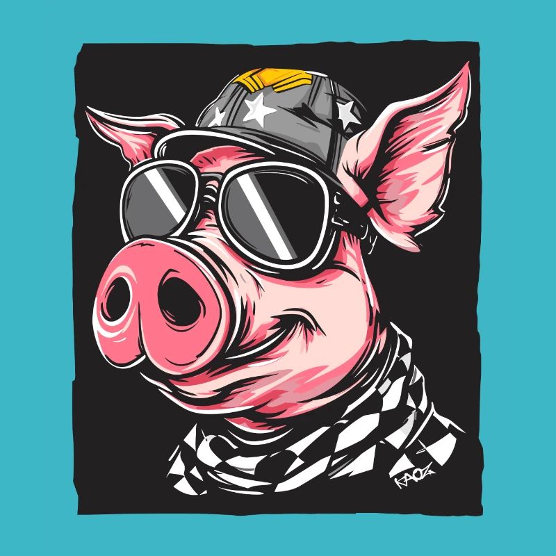 Drapeau à damier Fan de course cochon