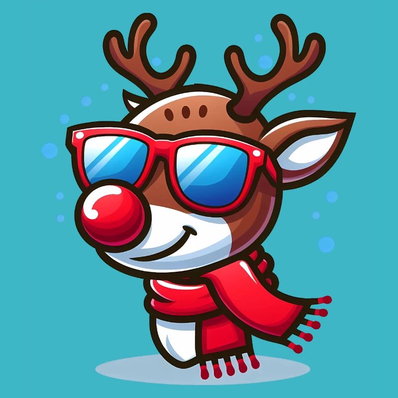 Renne avec lunettes et écharpe de Noël