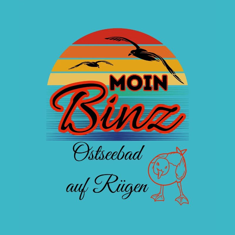 Moin Binz with seagull in retro style island Rügen/Binz