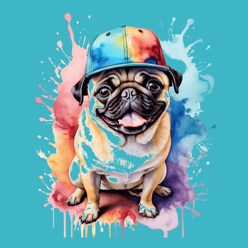 Carlin Snapback Cap Chien Coloré Drôle Design Imprimer