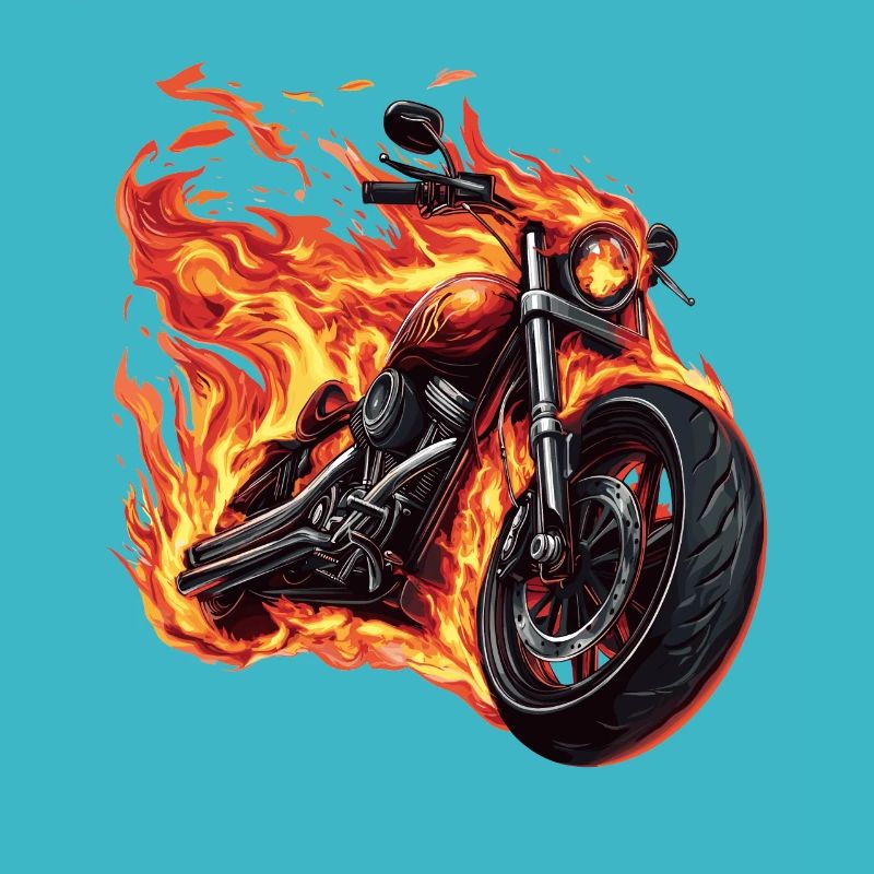 Motorcycle with flames
