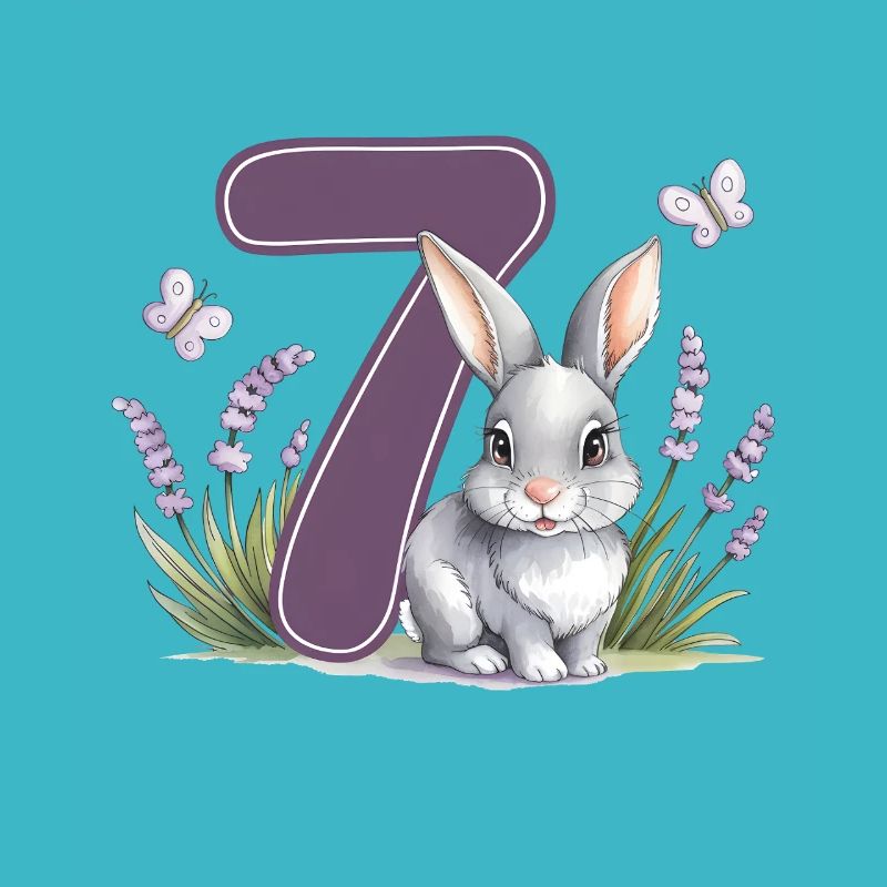 7ème anniversaire 7 ans Bunny Bunny Lavande Violet