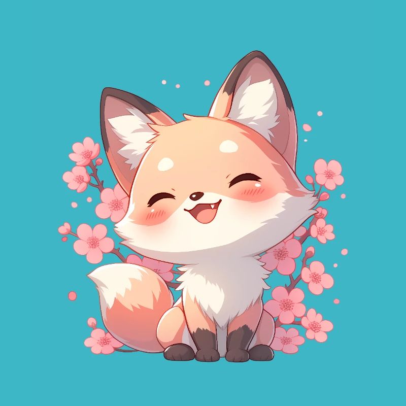 Kawaii Fox Sakura - Design Chibi de style japonais