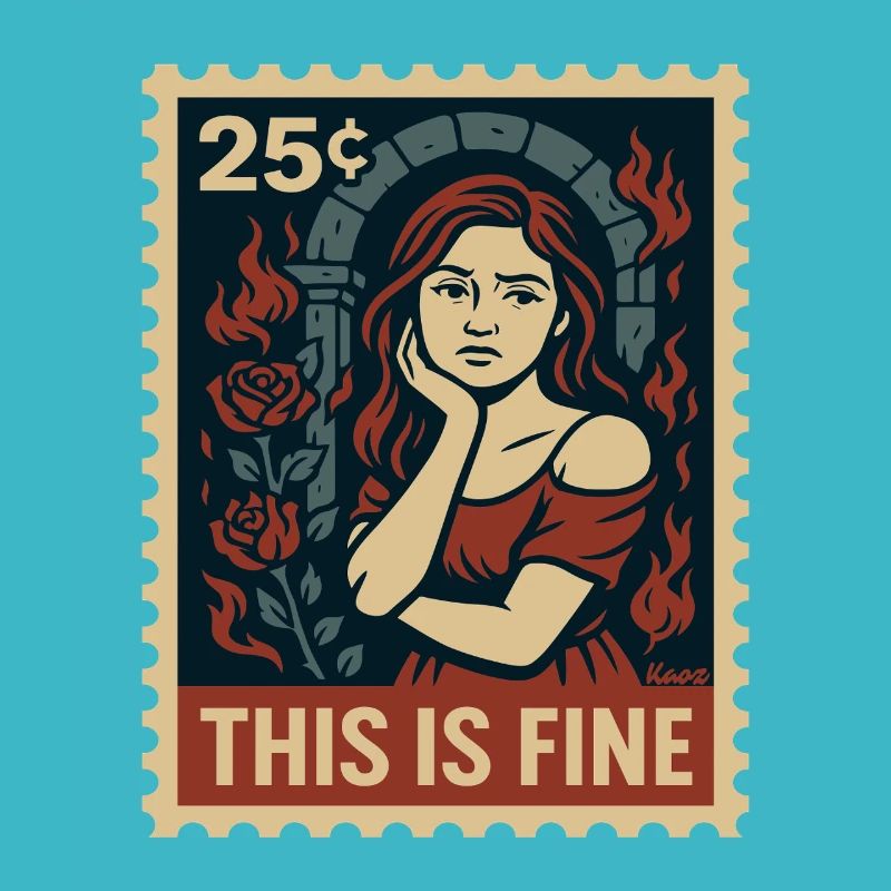 This Is Fine Stamp with Flames