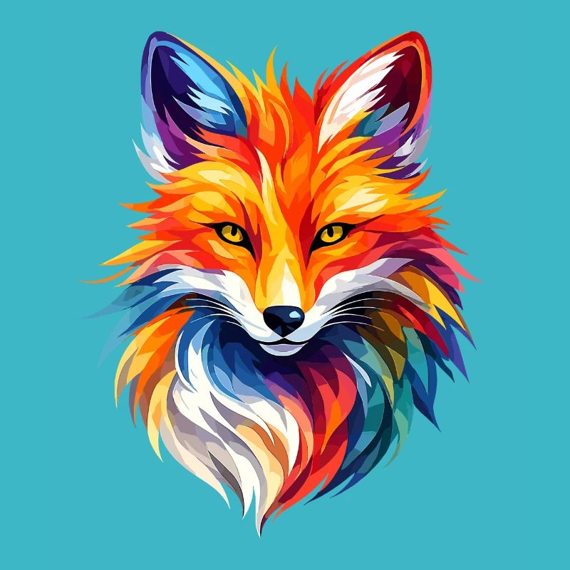 Conception colorée de polygones de renard – Art moderne de renard