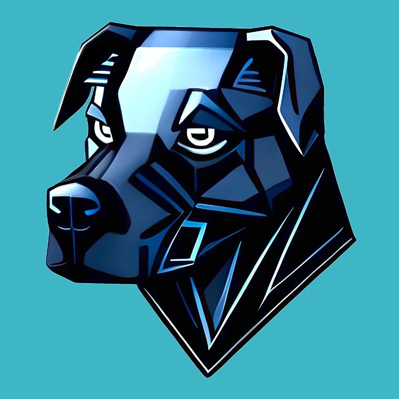 Hund Dobermann - Blaue Polygone