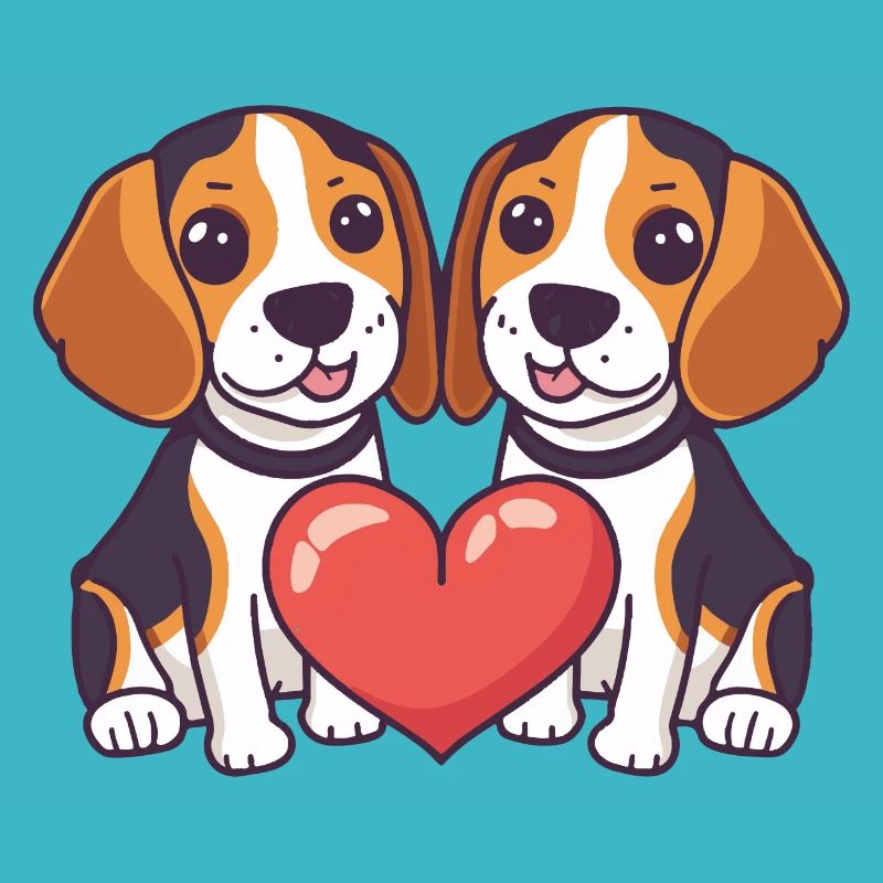 Beagle Hunde Paar Verliebt Valentinstag