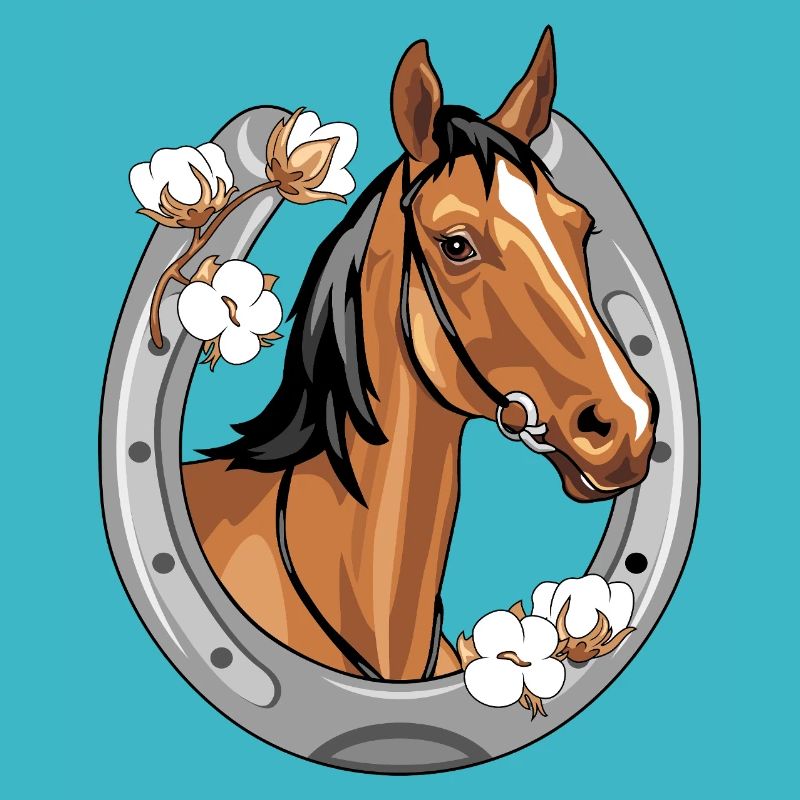 Pferdekopf in einem Rahmen in Form eines Hufeisens