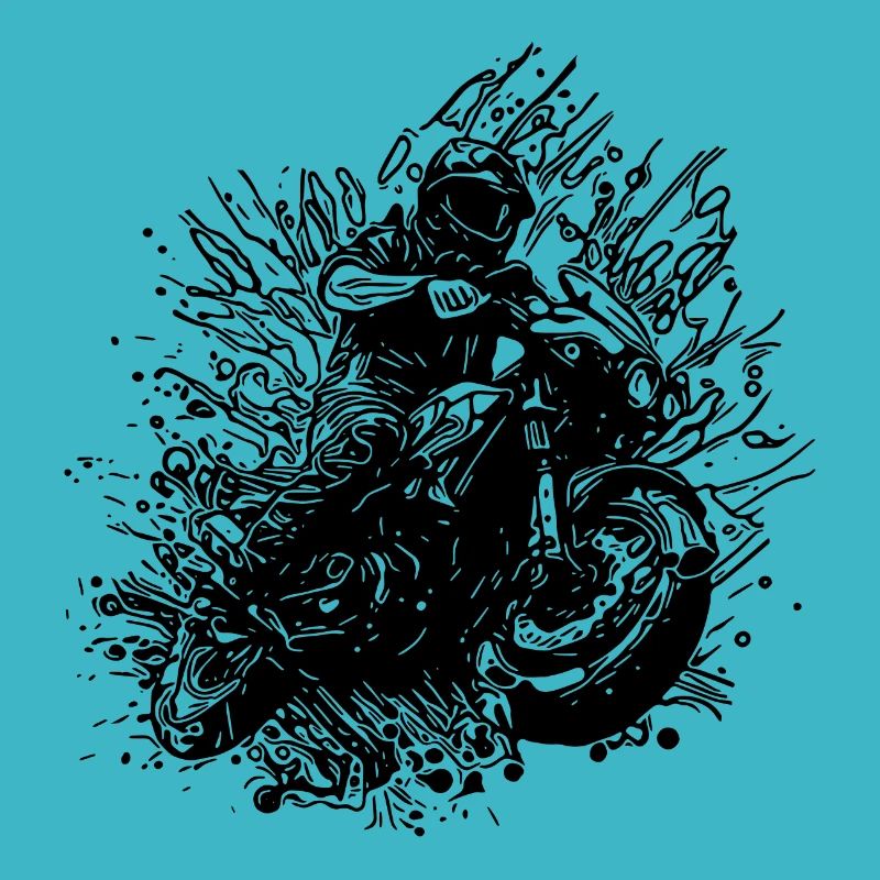 Motorcyclist Road-Trip Splash Biker Style