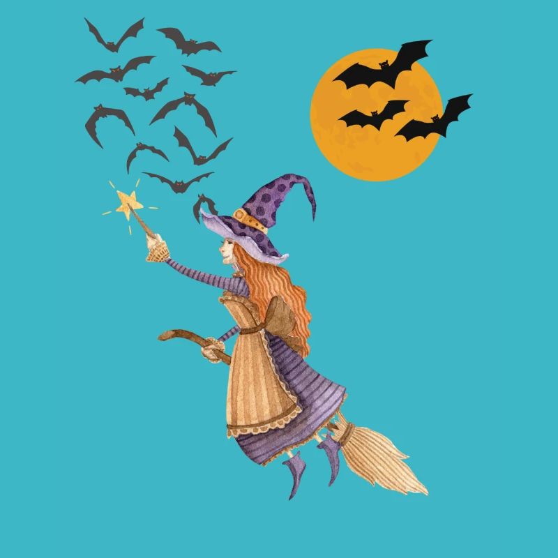 Sorcière céleste sur son balai