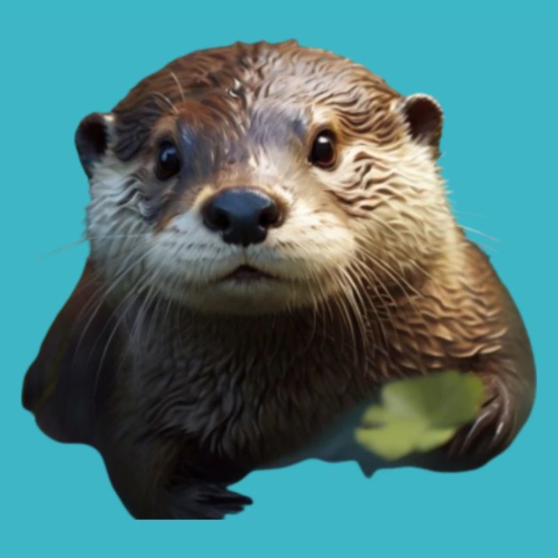 Cute otter with leaf