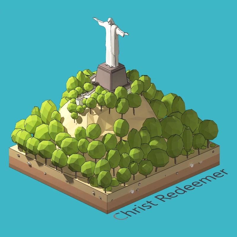 Géométrique low poly Christ Rédempteur