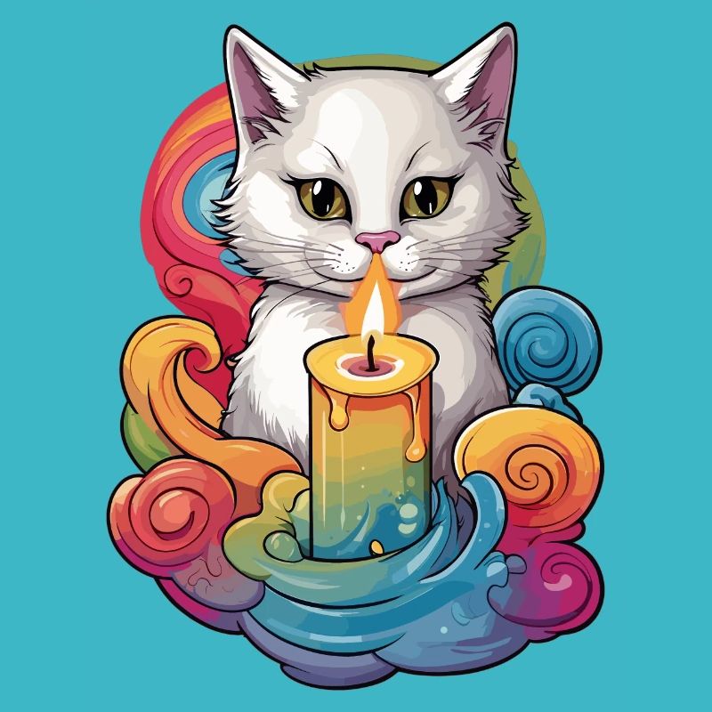 Chat avec bougie
