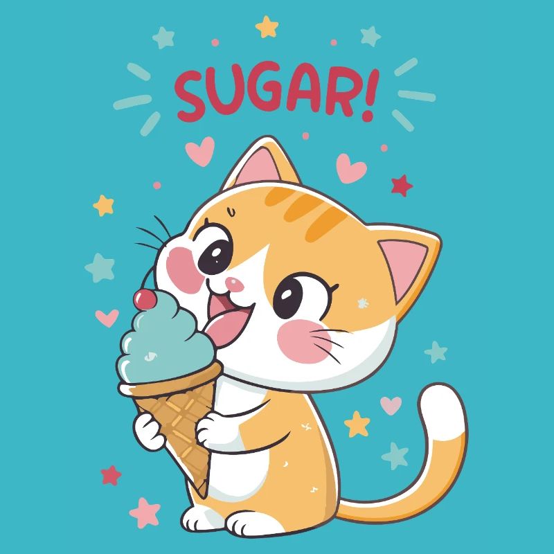 Chat gourmand cornet glace festif