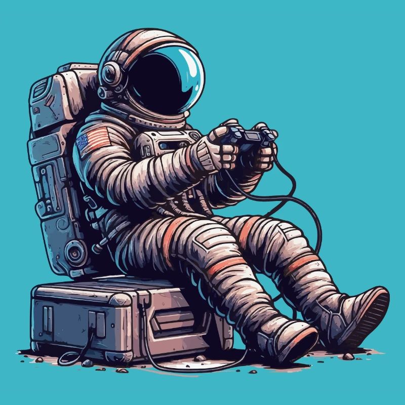 Astronaut Spielt Konsole mit Controller