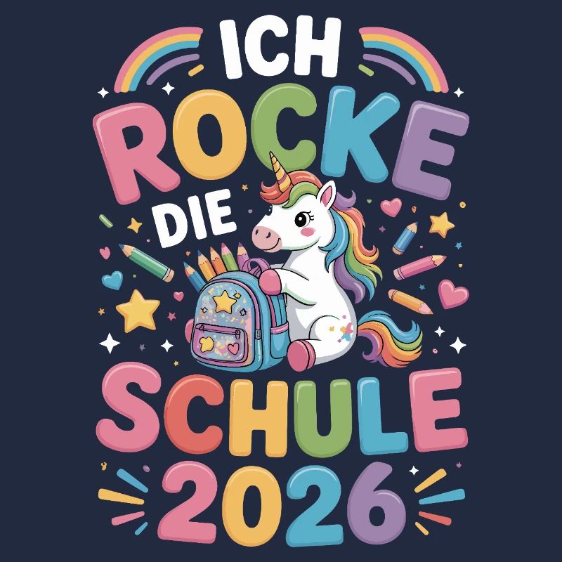  Ich Rocke Die Schule 2026 Einhorn Einschulung