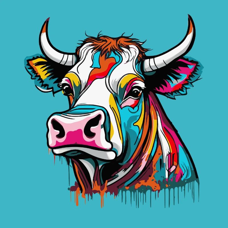colorful graffiti cow cattle