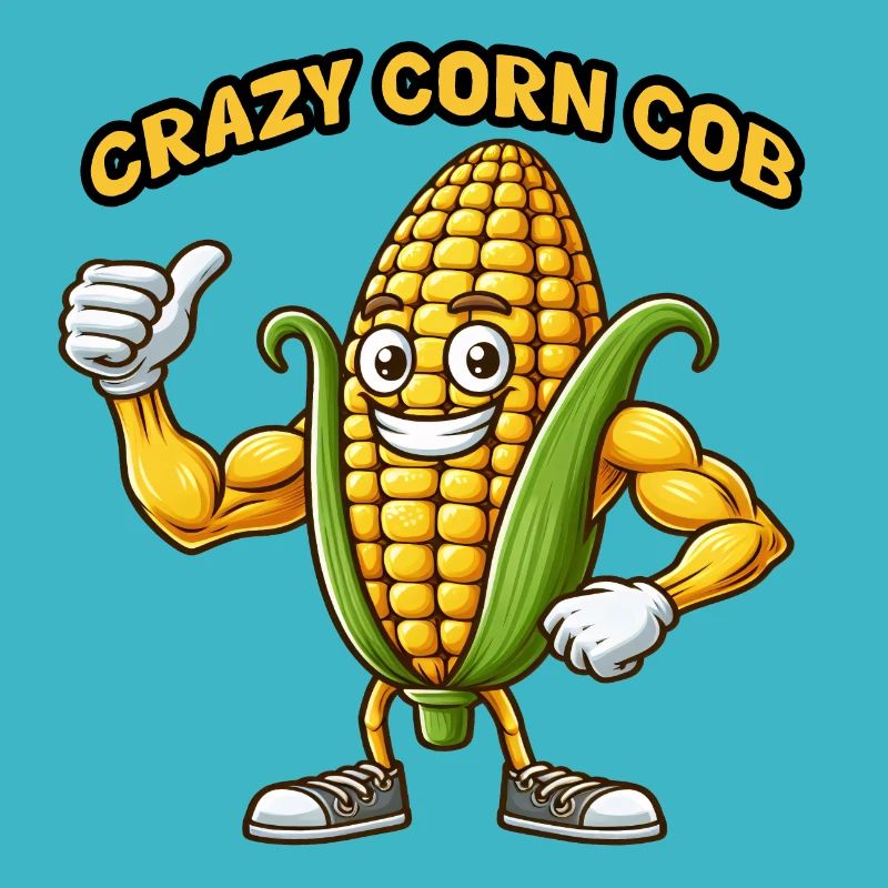 Crazy Veggies: Corn Cob Body Builder Thumbs Up