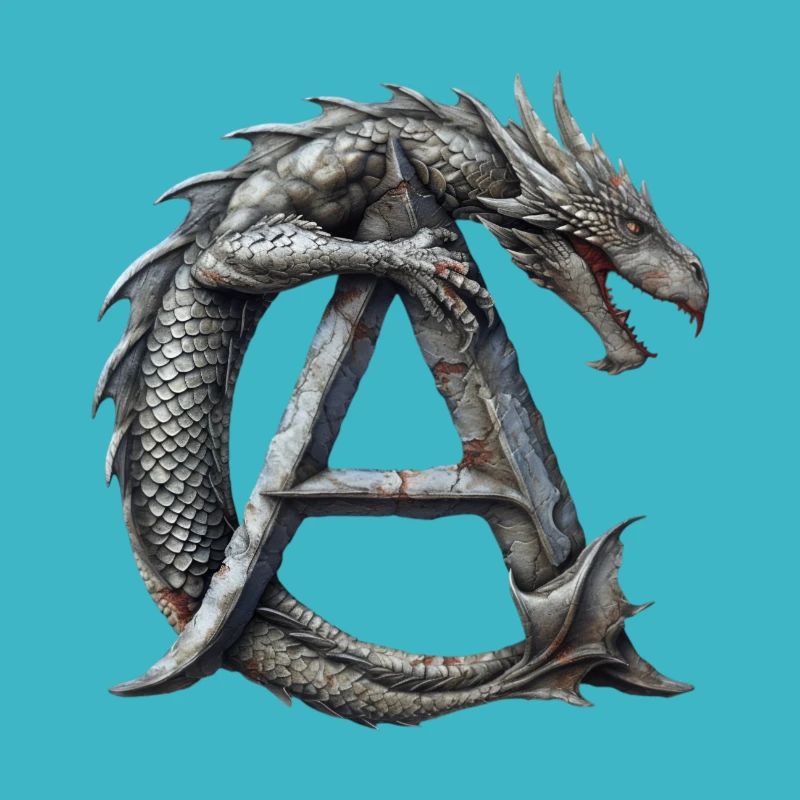 Buchstabe "A" im Drachendesign.