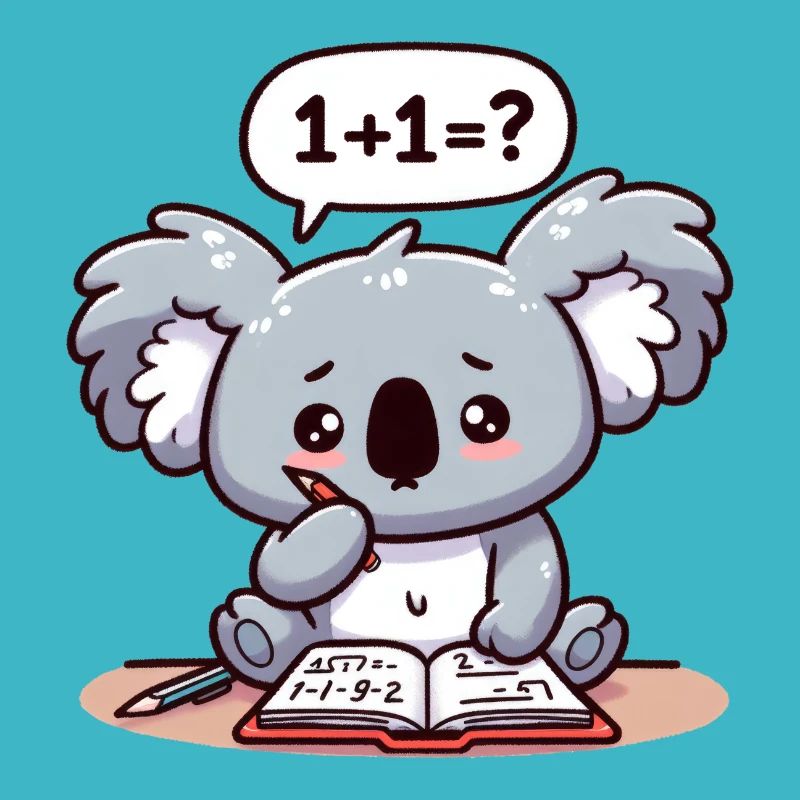 Cute koala bear who likes to do math homework