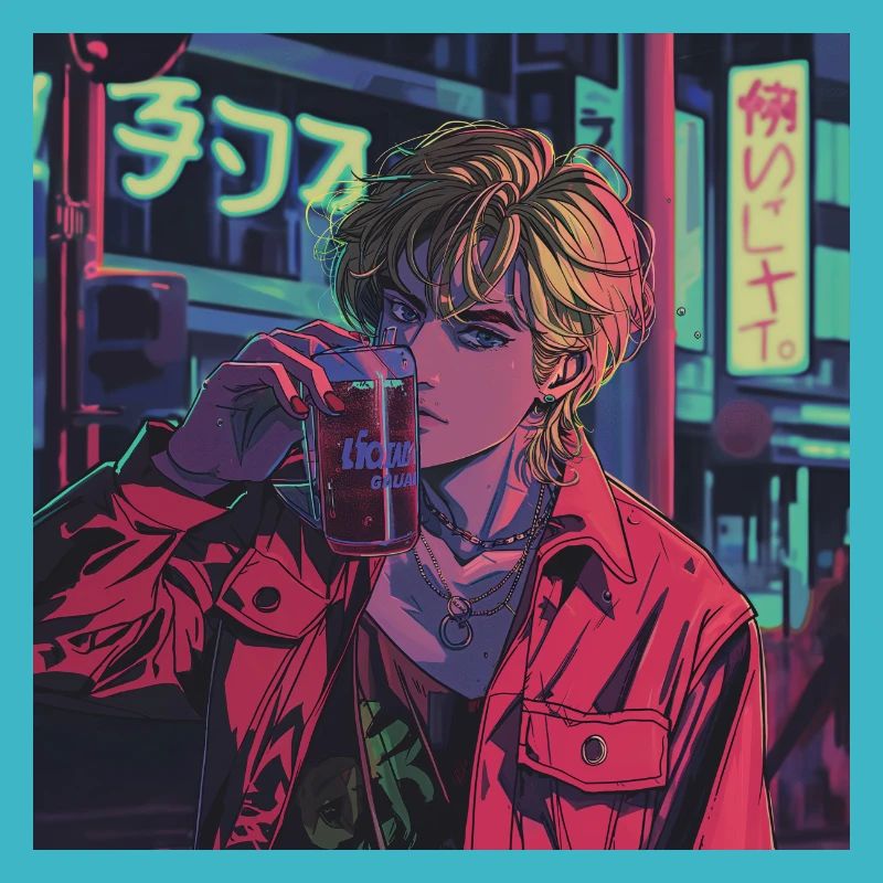 Années 80 Anime Guy Calmant Impression de mode de haute qualité