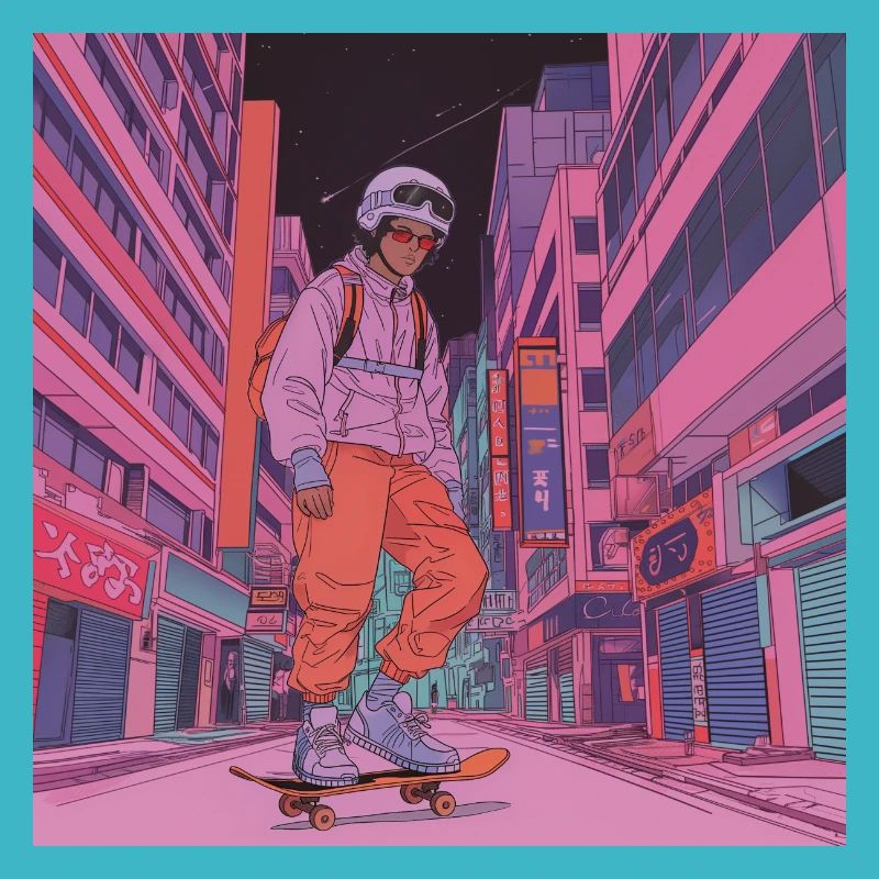 Années 80 Anime Guy Calmant Impression de mode de haute qualité