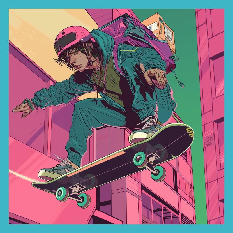 Années 80 Anime Guy Calmant Impression de mode de haute qualité