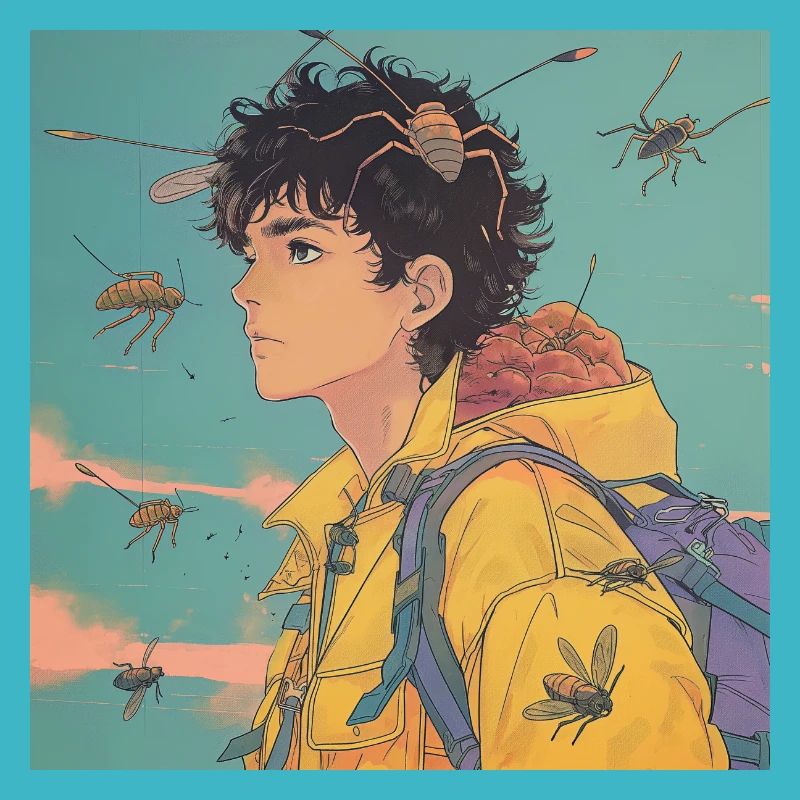 Années 80 Anime Guy Calmant Impression de mode de haute qualité