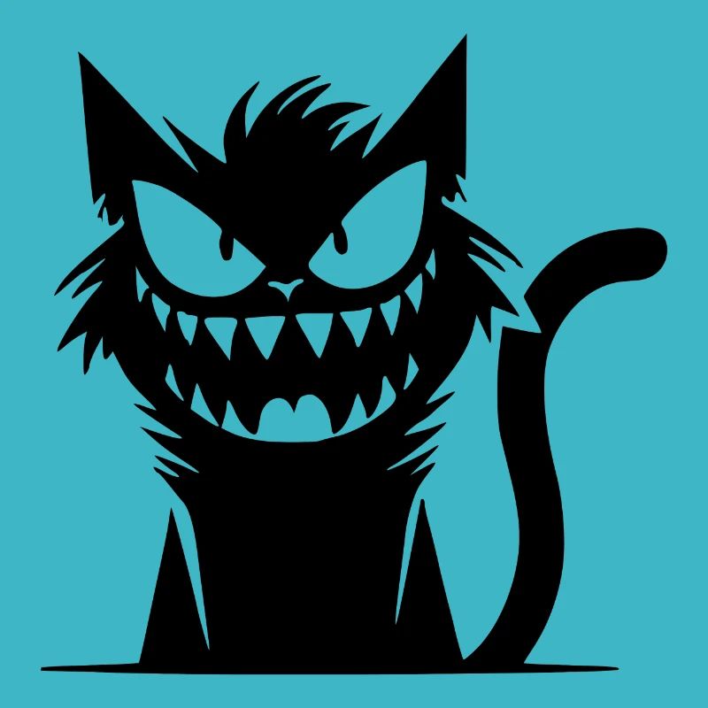 Wild grinning cat crazy look