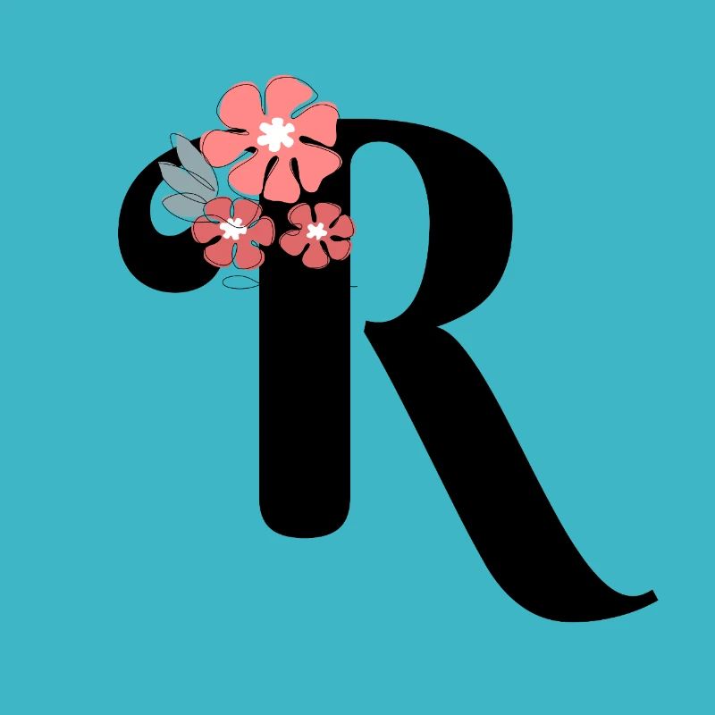 Buchstabe r minimalistische Blumen
